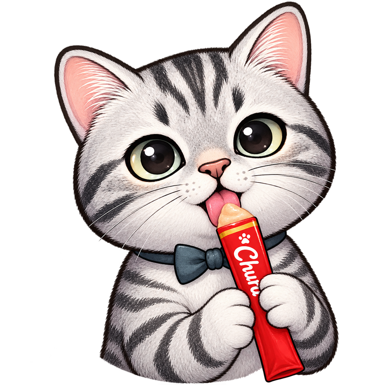Sticker Romeo comiendo Churu